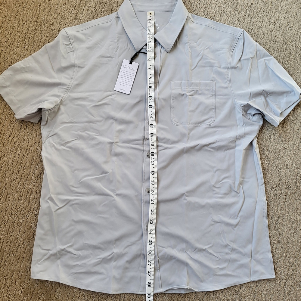 Men’s Short Sleeve Button-Up Dress Shirt – Veboon – Glacier Grey – Size L – NWT - Picture 8 of 9